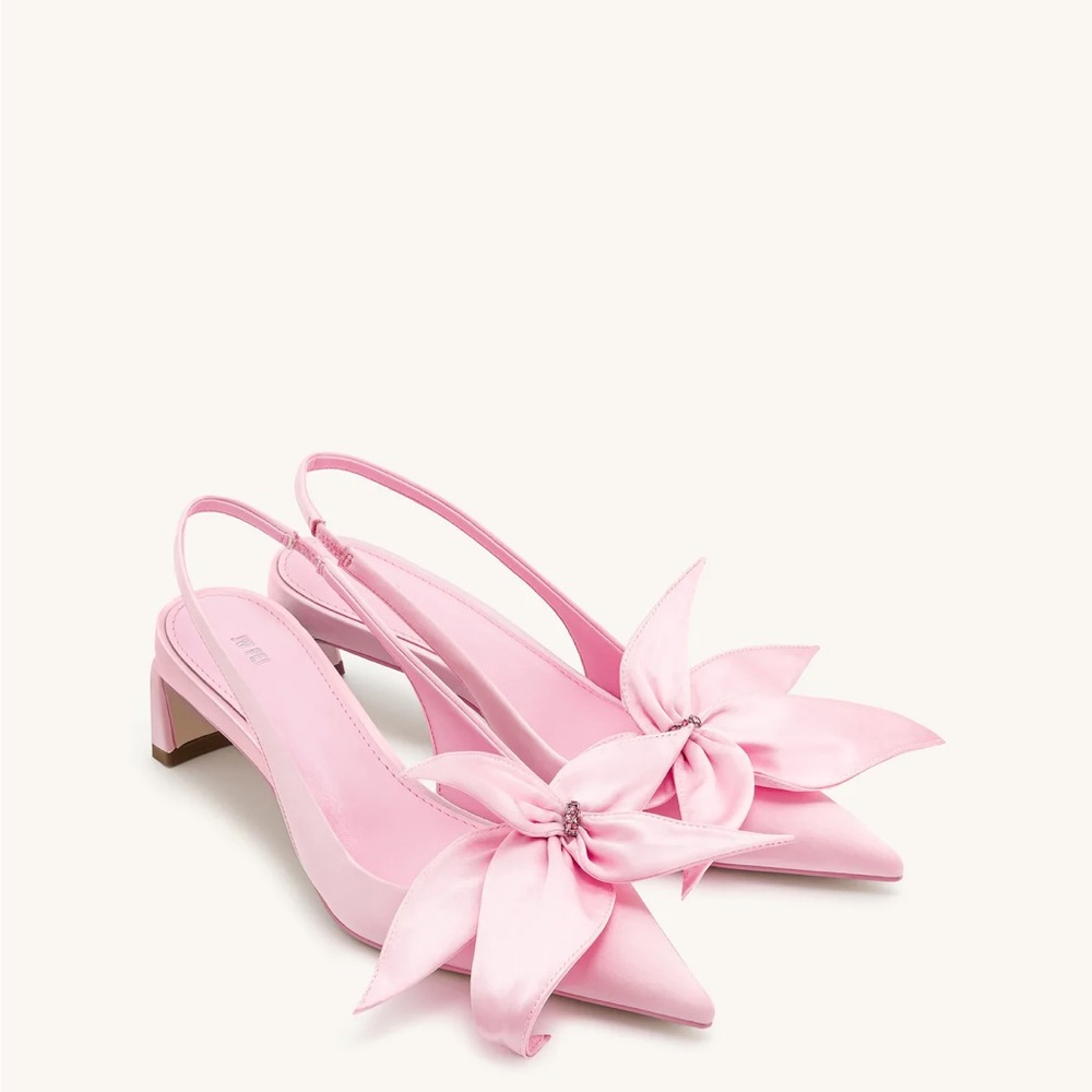 JW PEI Pink Bow Slingback Heels